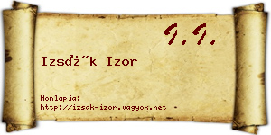 Izsák Izor névjegykártya